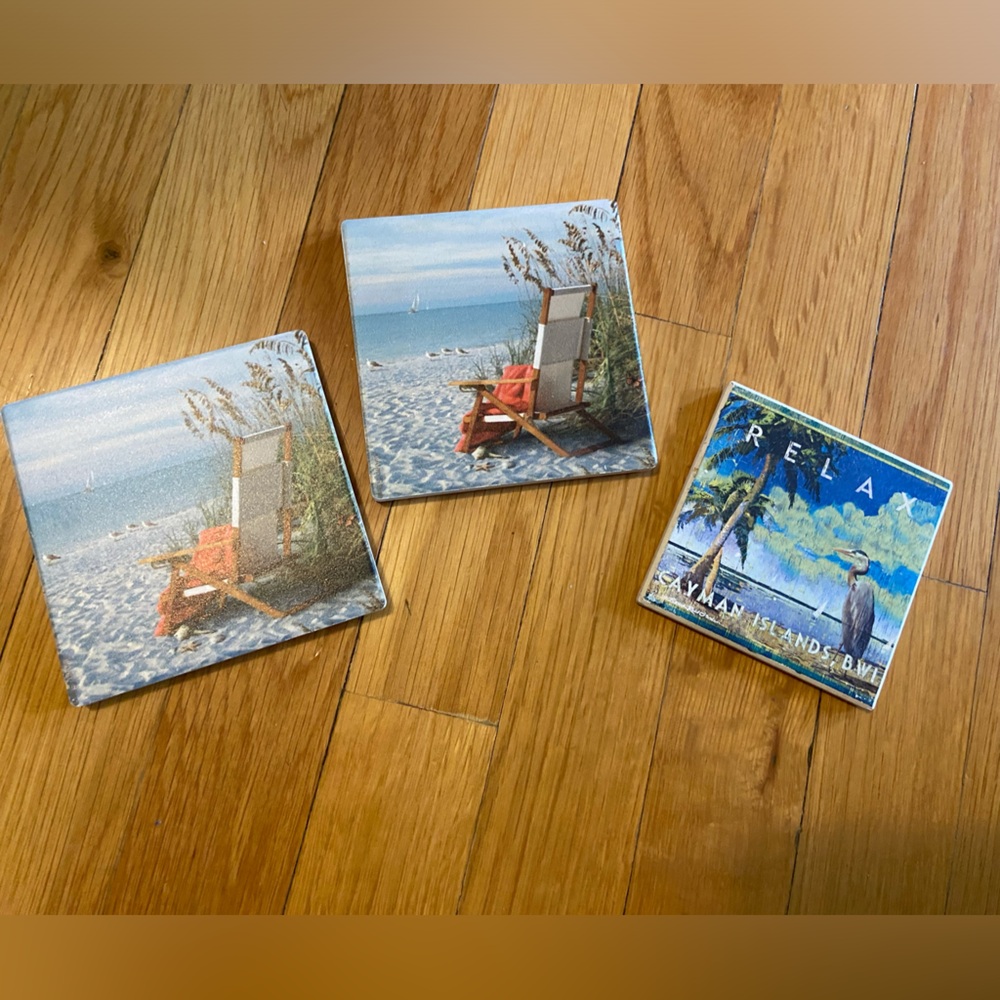 3 Beach theme coasters